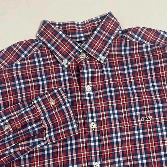 Vineyard Vines Other - Vineyard Vines Men's Medium Slim Fit Tucker Red Plaid Long Sleeve Button Down